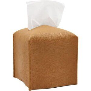 Tissue Paper Holder Organizer Dispenser Storage Square Decorative PU Leather